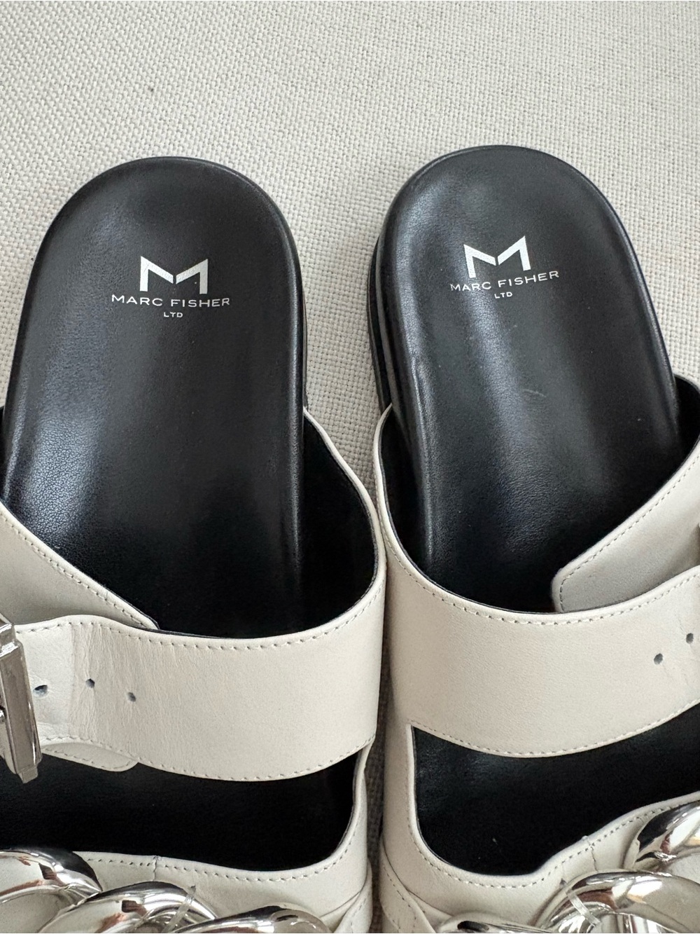 Marc Fisher LTD Fresno Women’s Chain Sandals Size 9 Chalk Gray Comfort Summer - Picture 10 of 11